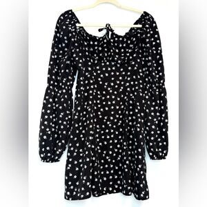 SHEIN Black and White Floral Mini Dress